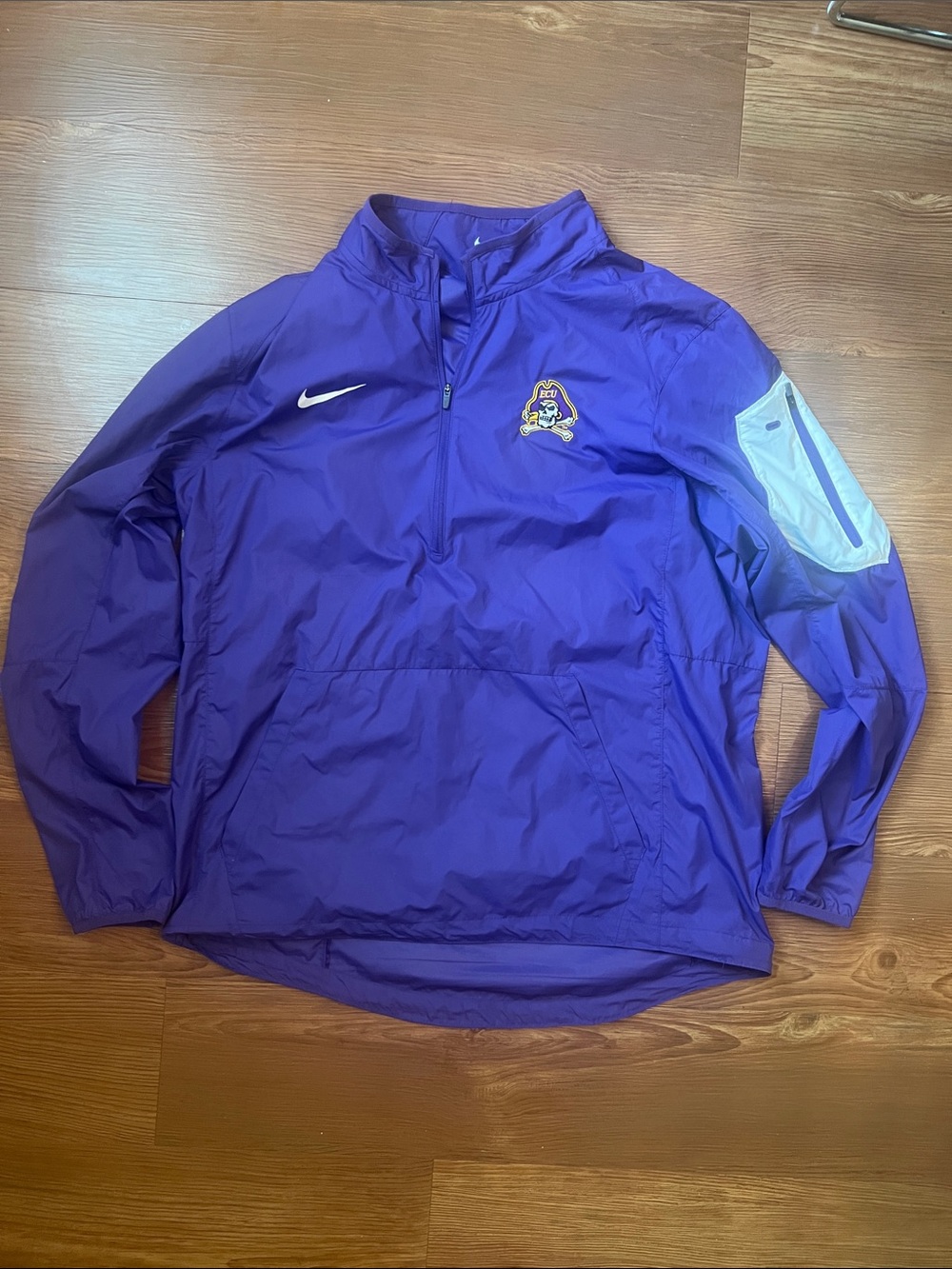 Nike ECU Purple Pullover Windbreaker with Light Blue Sleeve Accent